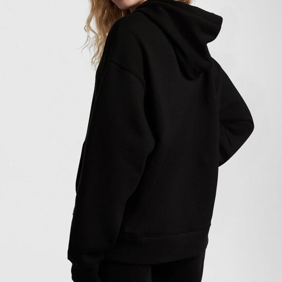 PINK VICTORIA'S SECRET BLACK OVERSIZED PREMIUM FLEECE PULLOVER HOODIE SZ XXL~NEW - Picture 2 of 6